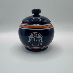 NHL Edmonton Oilers Ceramic Jar With Lid, 14 oz, NWT
